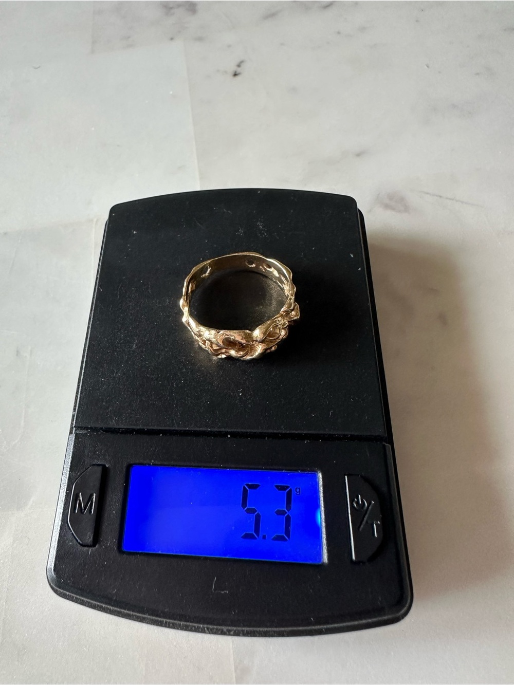 Vintage 14k Yellow Gold Abstract Nugget Ring (Size 8.5) - Picture 8 of 8